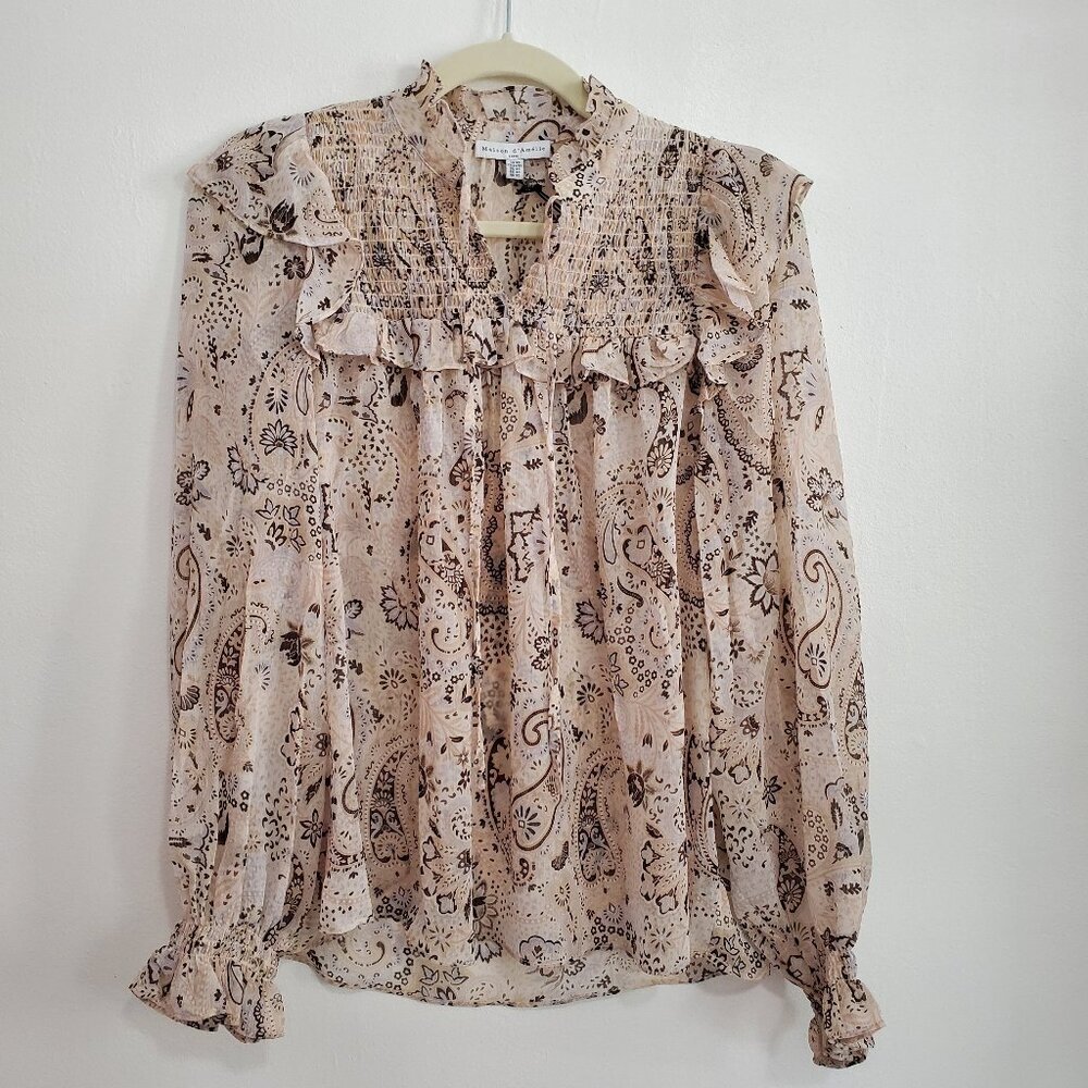 Gorgeous Vintage Cottagecore Boho Romantic Dressy Blouse Paisley Women Size XS